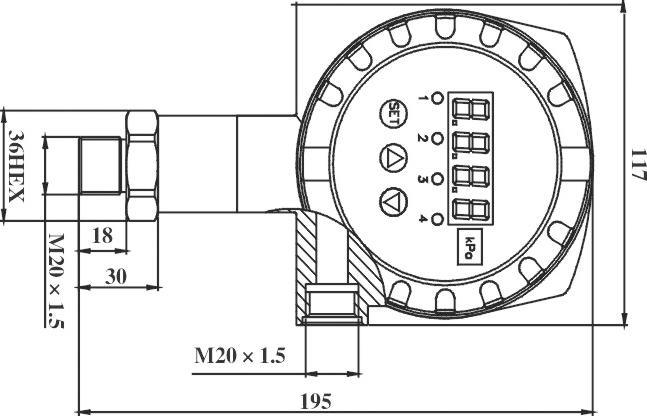 BPZK03-1 Intelligente drukschakelaar 116 mm Dia Elektronische drukdifferentiële schakelaar 1