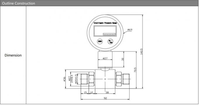 Battery Power Supply Pressure Display Meter Gauge